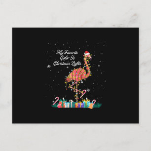 Cartão Postal De Anúncio Meu Favorito É Luzes De Natal Figurino Flamingo