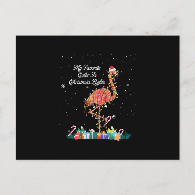 Cartão Postal De Anúncio Meu Favorito É Luzes De Natal Figurino Flamingo (Frente)