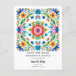 Cartão Postal De Anúncio Mexicano Floral Fiesta Salva A Data