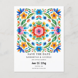 Cartão Postal De Anúncio Mexicano Floral Fiesta Salva A Data