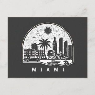 Cartão Postal De Anúncio Miami  Magia - Paisagem Urbana de Praia Vintage