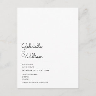 Cartão Postal De Anúncio Minimalista Elegante Rascunho de Foto Salvar a Dat