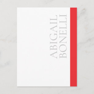 Cartão Postal De Anúncio Minimalista profissional moderno ousado cinza verm