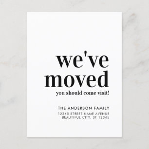 Cartão Postal De Anúncio Minimalista simples nós movemos mover-se preto