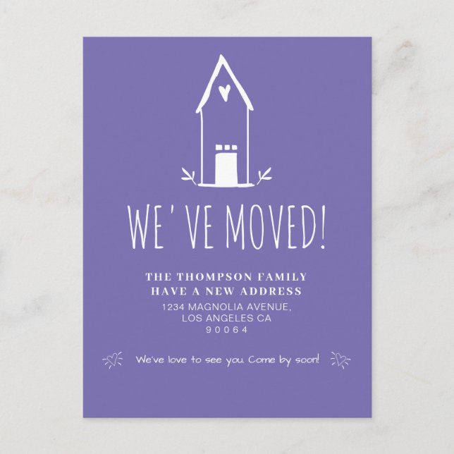 Cartão Postal De Anúncio Mínimo Bonito... movemos-nos roxo. (Frente)