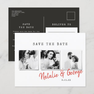 Cartão Postal De Anúncio Mínimo de casamento com fotos na moda