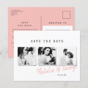 Cartão Postal De Anúncio Mínimo de casamento com fotos na moda