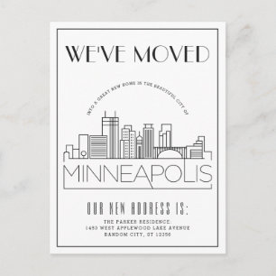 Cartão Postal De Anúncio Minneapolis Modern Deco   Mudança de Endereço
