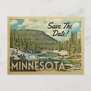 Cartão Postal De Anúncio Minnesota Salve A Data Montanha A Neve