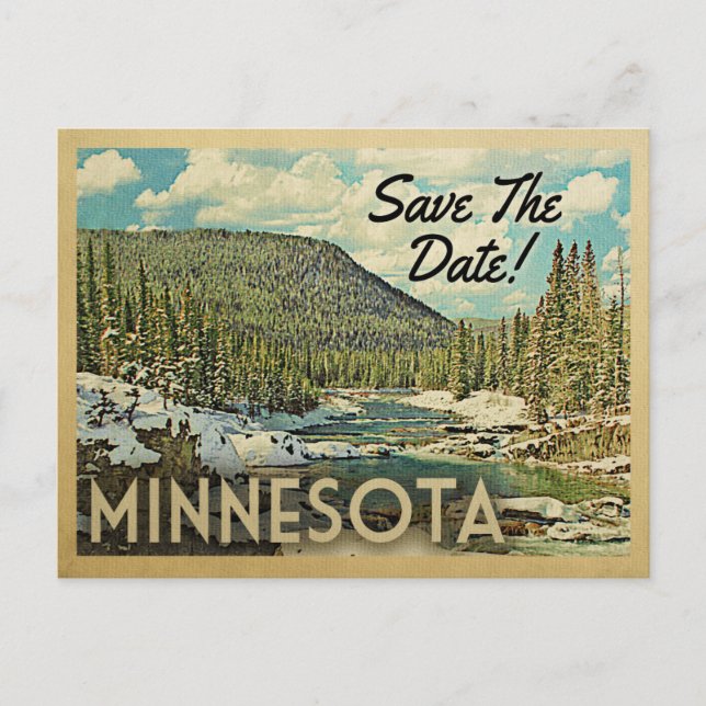Cartão Postal De Anúncio Minnesota Salve A Data Montanha A Neve (Frente)