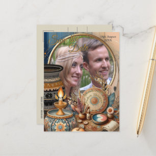 Cartão Postal De Anúncio Mistura boêmia de azul-turquesa, magenta, roxo sob