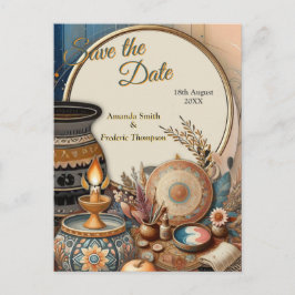 Cartão Postal De Anúncio Mistura boêmica de chalé, magenta, roxo em cremes