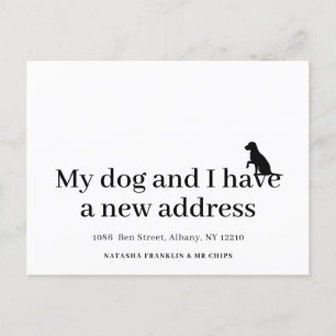 Cartão Postal De Anúncio Modern Dog Pet New Address I Moved