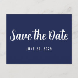 Cartão Postal De Anúncio Modern Navy Blue Save The Date Postcard