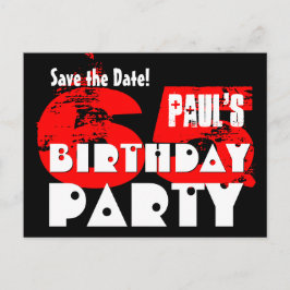 Cartão Postal De Anúncio Modern Save the Date 65th Festa de aniversário V19