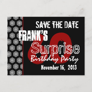 Cartão Postal De Anúncio Modern Save the Date Surprise 60th Party W1942