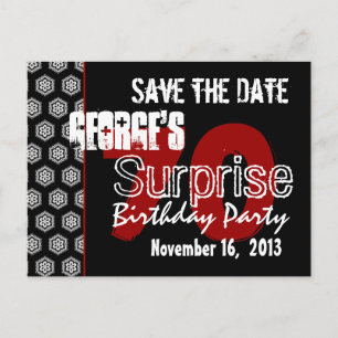 Cartão Postal De Anúncio Modern Save the Date Surprise 70 Party W1943