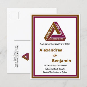 Cartão Postal De Anúncio Modern Wedding Save The Date New Date Card