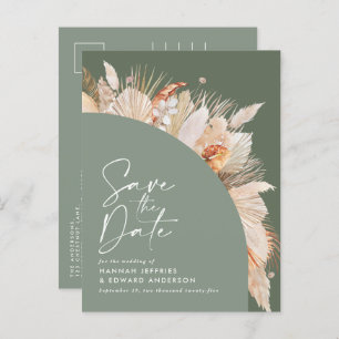 Cartão Postal De Anúncio Moderno Bohemian Sage Green Pampas Grass Photo Ann