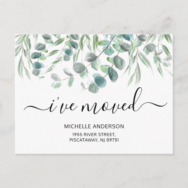 Cartão Postal De Anúncio Moderno Movi Eucalyptus Botanical Moving  (Frente)