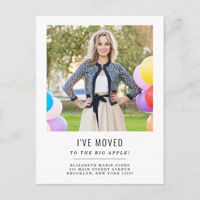 Cartão Postal De Anúncio Moderno Movimentei a Mudança de Foto de Endereço (Frente)