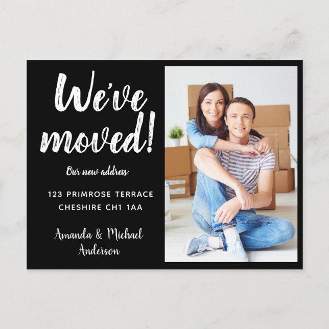 Cartão Postal De Anúncio Moderno Mudamos a Nova Mudança de Endereço Foto (Frente)