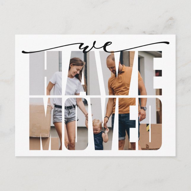Cartão Postal De Anúncio Moderno Mudamos de Endereço Foto Moderno de Mudanç (Frente)