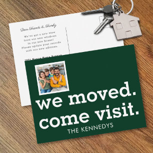 Cartão Postal De Anúncio Moderno Mudamos Venha Visitar Foto Nova Casa Verde