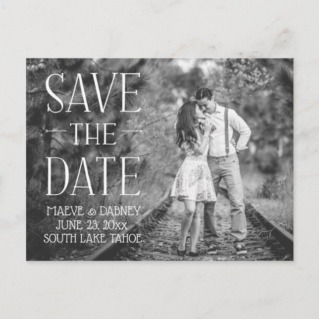 Cartão Postal De Anúncio Moderno Save the Date Elegante (Frente)