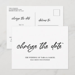 Cartão Postal De Anúncio Moderno Script de Pincel Simples Casamento Mudar a