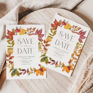 Cartão Postal De Anúncio Moldura de Folhas de Outono em Aquarela Encontro O