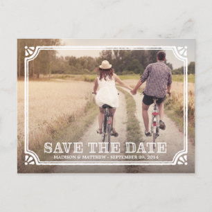 Cartão Postal De Anúncio Moldura Rústica   Postcard de Save the Date