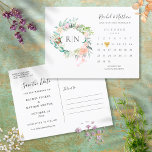 Cartão Postal De Anúncio Monogram Calendar Gold Heart Save The Date<br><div class="desc">This pretty save the date card features your monogram initials set within a pretty floral garland, calendar and a chic gold love heart highlighting your special date. The reverse has additional save the date details, including your wedding website, with your return address and space for your recipient's address. Designed by...</div>
