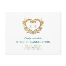 Monograma de coração cancelamento de casamento dou