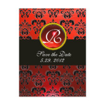 Monograma de rubi vermelho e branco preto e vermel