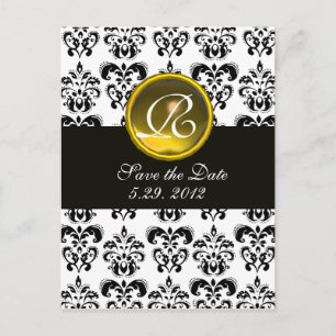 CARTÃO POSTAL DE ANÚNCIO MONOGRAMA DE TOPAZ AMARELO NEGRO E BRANCO