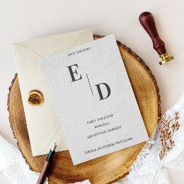 Cartão Postal De Anúncio Monograma Moderno Preto Branco Casamento Salve a D