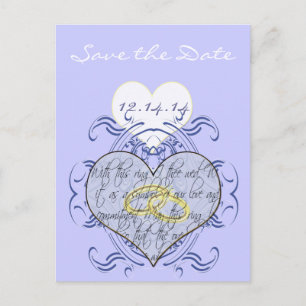 Cartão Postal De Anúncio Monograma Wedding Vow Heart
