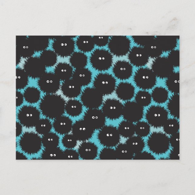 Cartão Postal De Anúncio Monstros engraçados e pretos (Frente)