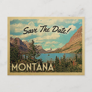 Cartão Postal De Anúncio Montana Salve A Data Vintage Glacier Park Lake