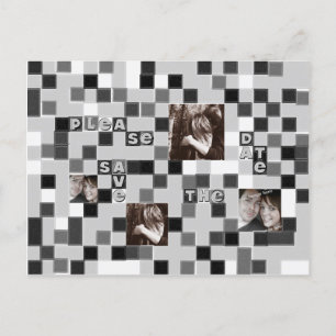 Cartão Postal De Anúncio Mosaico Preto e Branco Salve o Cartão-Postal de Da