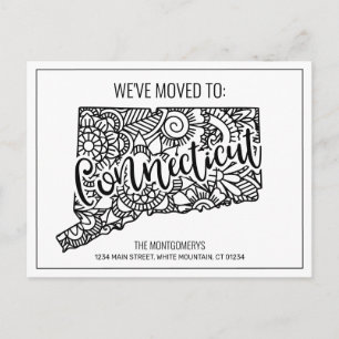 Cartão Postal De Anúncio Movemos Floral Mandala Connecticut State
