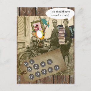 Cartão Postal De Anúncio Movendo sobre uma bicicleta