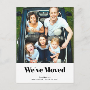 Cartão Postal De Anúncio Mover-se branco da foto quadrada minimalista