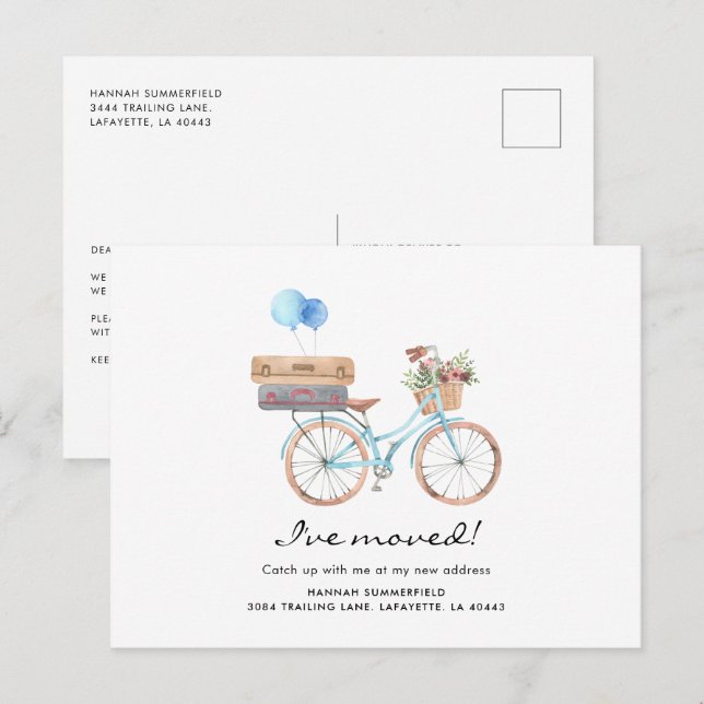 Cartão Postal De Anúncio Movi Boho Chic Watercolor Moving (Frente/Verso)