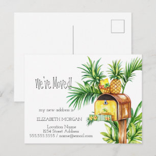 Cartão Postal De Anúncio Movi-me, Mailbox Pineapple, novo endereço