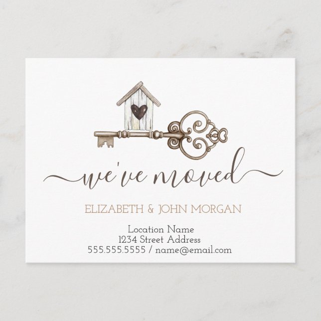 Cartão Postal De Anúncio Movi o novo endereço da Key Wood House (Frente)