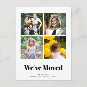 Cartão Postal De Anúncio Movimentação Branca de Colagem de Fotos em Quadrad