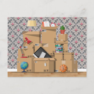 Cartão Postal De Anúncio Movimentação de Caixas Novo Endereço Residencial A