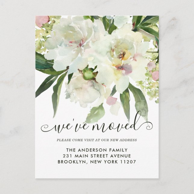 Cartão Postal De Anúncio Movimentámos a Elegante Peonia Botânica Floral Ele (Frente)